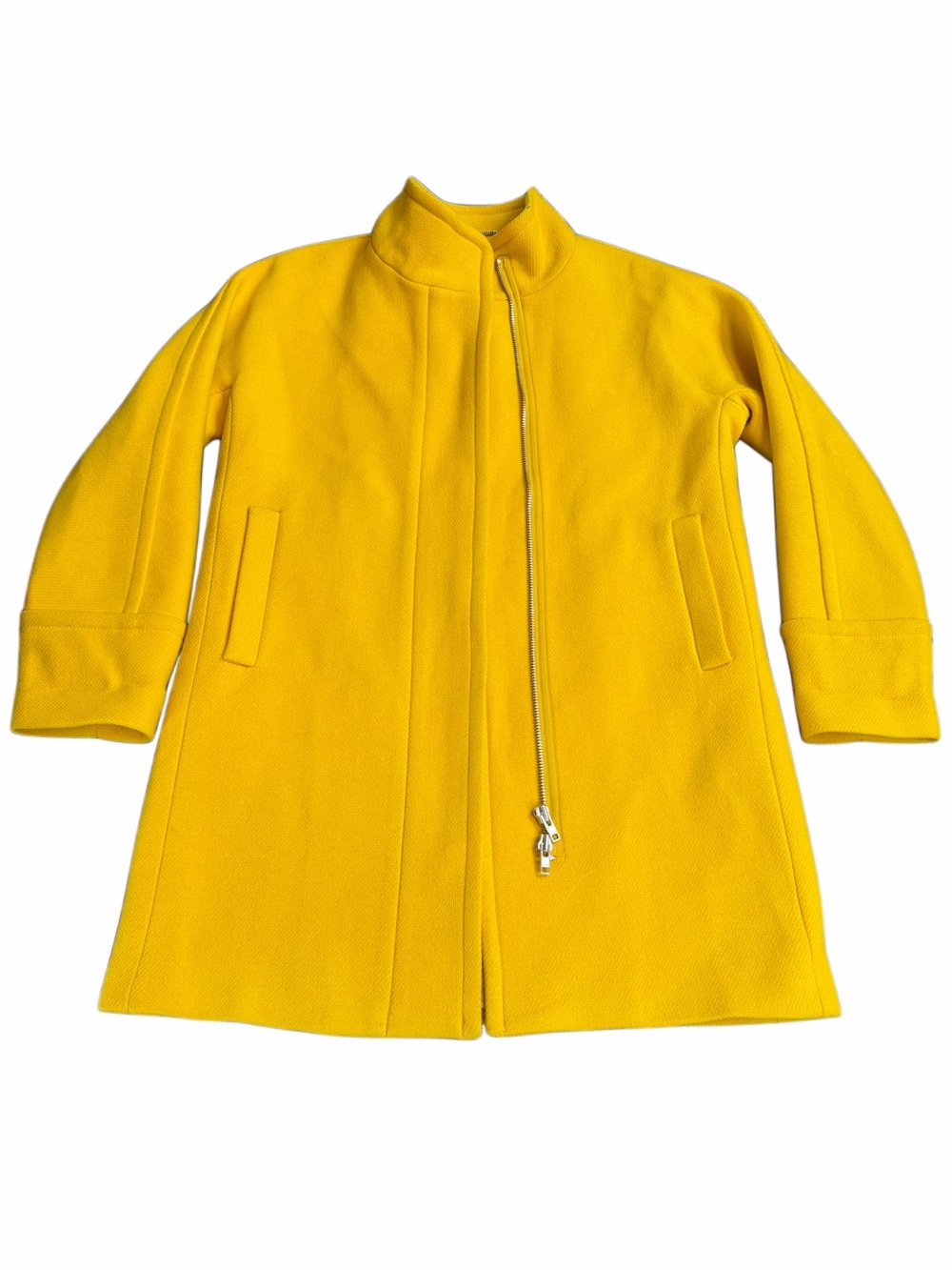 J. Crew Bright Yellow Wool-Blend Stand Collar Pea Coat
